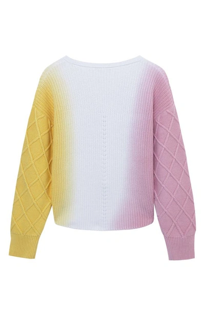 Shop Truce Kids' Ombré Cotton Crewneck Sweater In Pink Multi