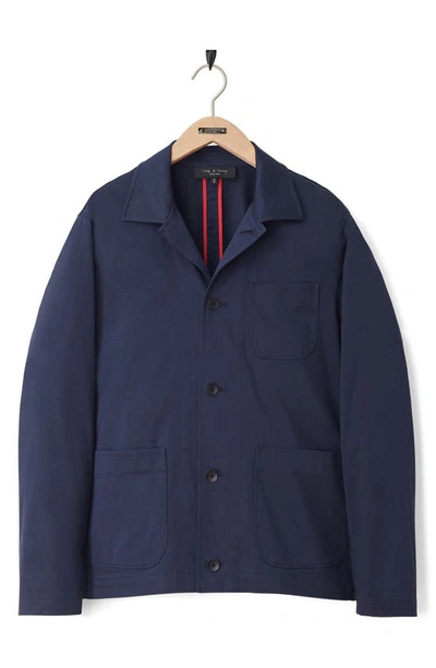 Shop Rag & Bone Evan Stretch Sateen Chore Shirt Jacket In Navy