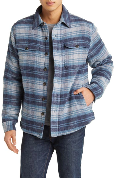 Shop Faherty High Pile Fleece Lined Organic Cotton Blend Shirt Jacket In Mountain Mist Plaid