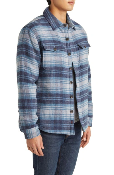 Shop Faherty High Pile Fleece Lined Organic Cotton Blend Shirt Jacket In Mountain Mist Plaid