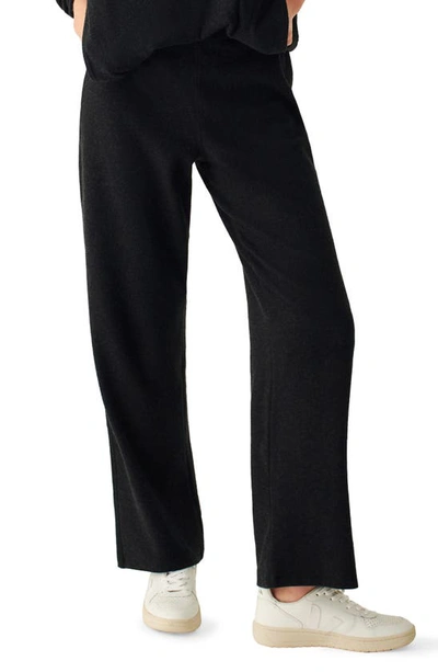 Shop Faherty Legend Lounge Wide Leg Pants In Heathered Blacktwill