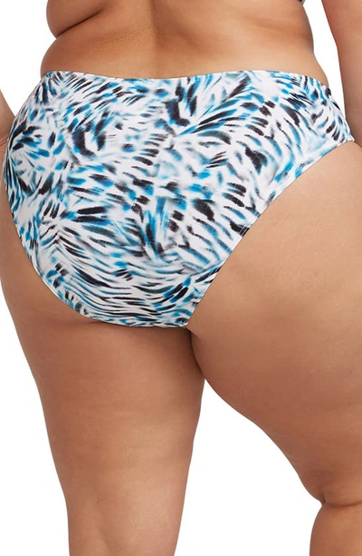 Artesands Ze Blue Mondrian High Waist Reversible Bikini Bottoms In White