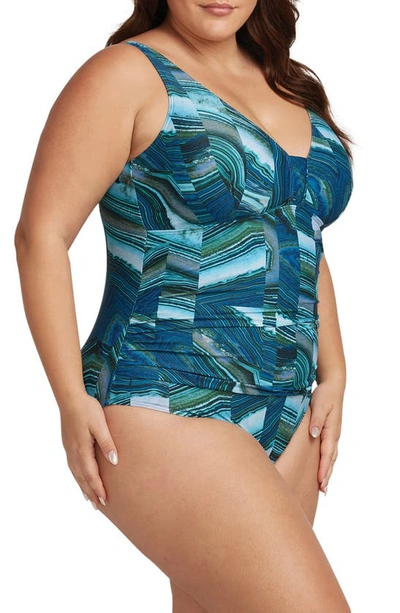 Shop Artesands Chalcedony Gericault One-piece Swimsuit In Teal