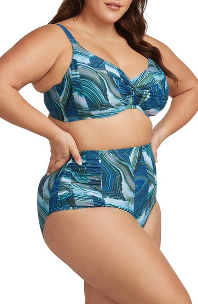 Shop Artesands Chalcedony Monet Dd- & E-cup Underwire Bikini Top In Teal