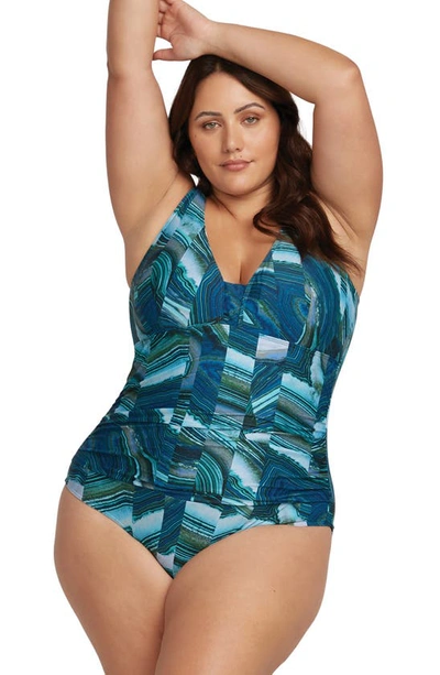 Shop Artesands Chalcedony Gericault One-piece Swimsuit In Teal