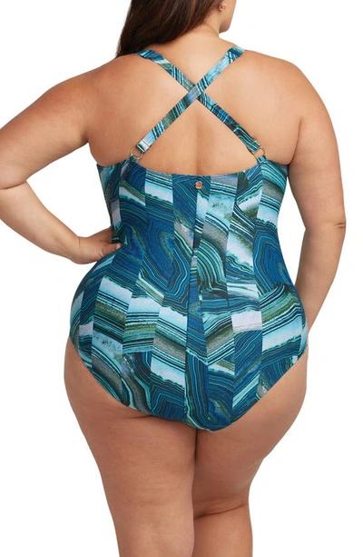 Shop Artesands Chalcedony Monet Dd- & E-cup Underwire One-piece Swimsuit In Teal