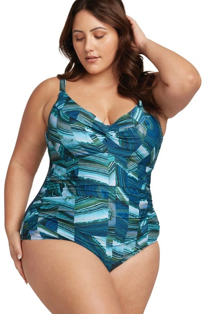Shop Artesands Chalcedony Monet Dd- & E-cup Underwire One-piece Swimsuit In Teal