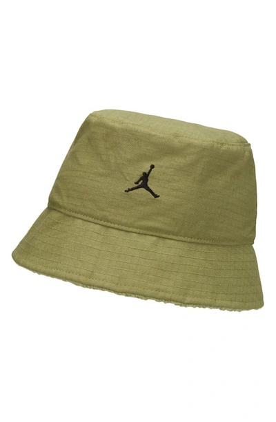 Shop Jordan Apex Cotton Blend Bucket Hat In Sky Light Olive/ White/ Black