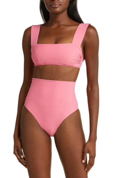 Shop Bondi Born Elle Square Neck Bikini Top In Rose