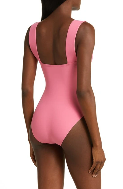 Shop Bondi Born Gwen Square Neck One-piece Swimsuit In Rose