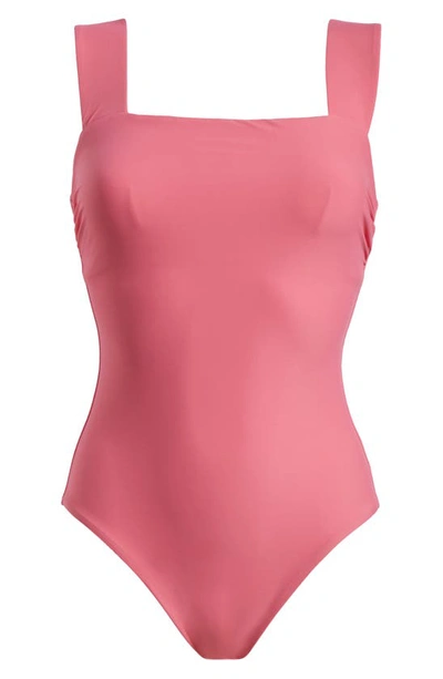 Shop Bondi Born Gwen Square Neck One-piece Swimsuit In Rose