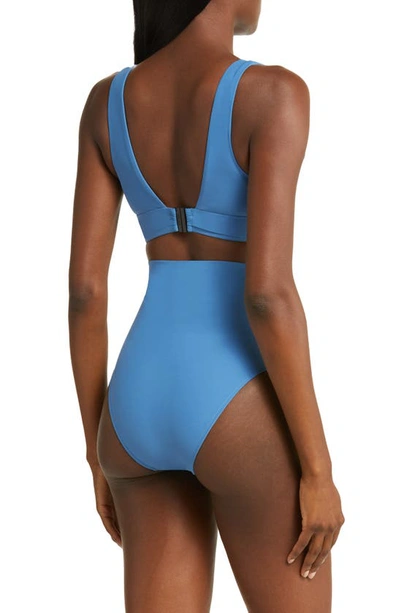 Shop Bondi Born Amelia Longline Bikini Top In Delft Blue