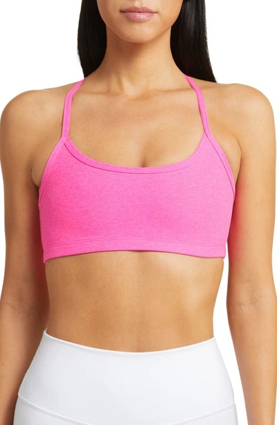 Shop Beyond Yoga Space Dye Slim Racerback Sports Bra In Pink Punch Heather