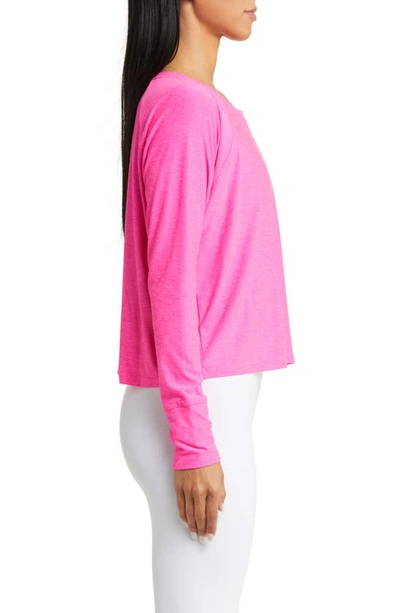 Shop Beyond Yoga Featherweight Long Sleeve T-shirt In Pink Punch Heather