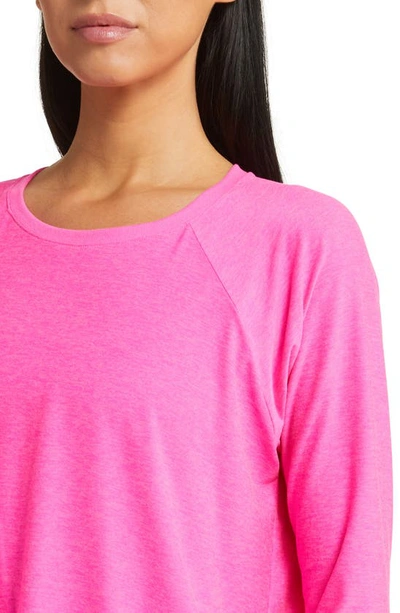 Shop Beyond Yoga Featherweight Long Sleeve T-shirt In Pink Punch Heather