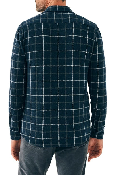 Shop Faherty Legend Plaid Brushed Knit Button-up Shirt In Low Rider Blue