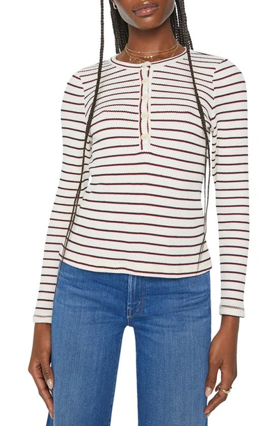 Shop Mother The Itty Bitty Pixie Stripe Thermal Henley Top In Strip Tease