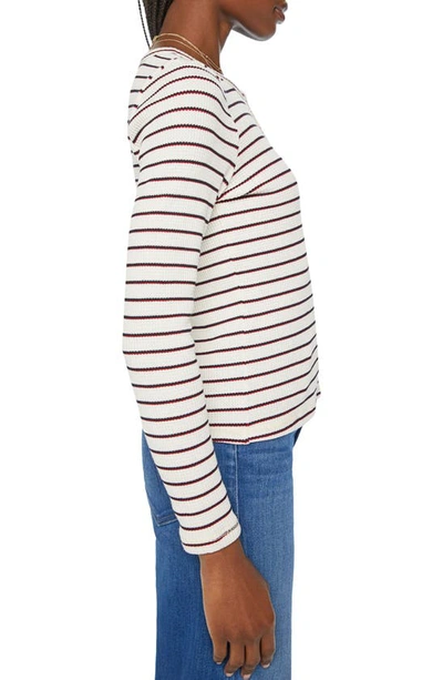 Shop Mother The Itty Bitty Pixie Stripe Thermal Henley Top In Strip Tease
