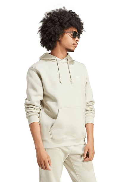Shop Adidas Originals Essential Cotton Blend Hoodie In Putty Grey
