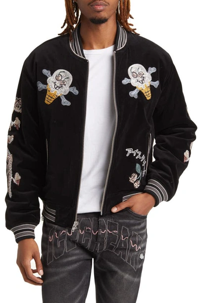 Shop Icecream Skull Island Bomber Jacket In Black