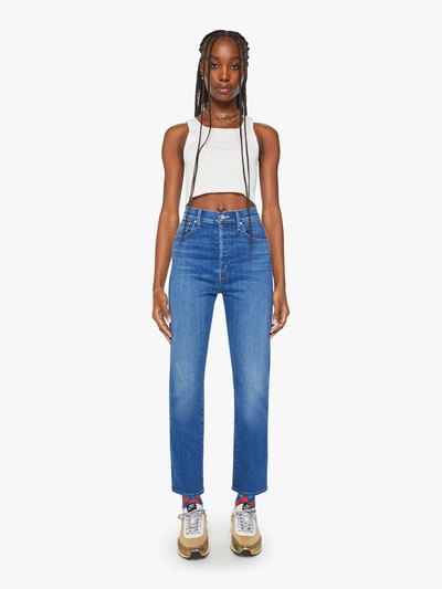 Shop Mother High Waisted Hiker Hover Across The Finnish Line Jeans In Blue