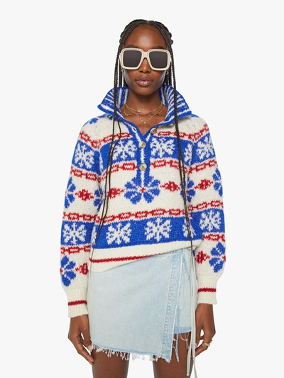 Shop Mother The Buttoned Funnel Jumper Snow Daze Sweater (also In S, M,l, Xl) In White