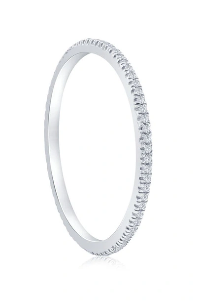 Simona Sterling Silver Eternity Diamond Band Ring In Silver
