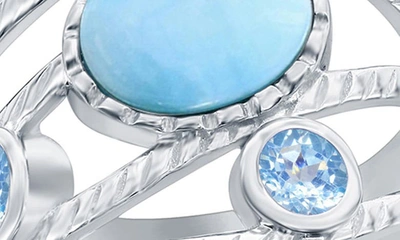 Shop Simona Sterling Silver Oval Larimar & Cz Ring In Blue
