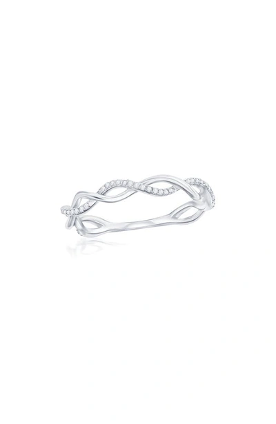 Shop Simona Sterling Silver Intertwined Diamond Band Ring