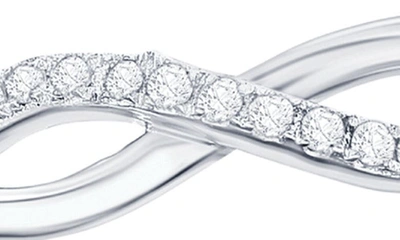 Simona Sterling Silver Intertwined Diamond Band Ring In Silver