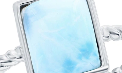 Simona Sterling Silver Rectangle Larimar Ring In Blue
