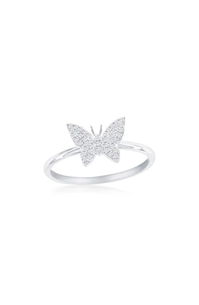 Shop Simona Sterling Silver Pavé Diamond Butterfly Ring