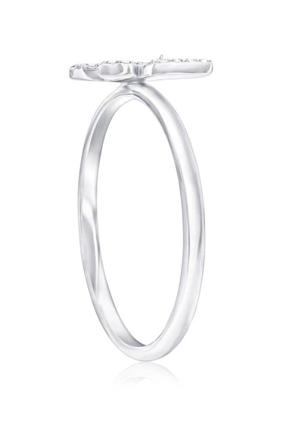 Simona Sterling Silver Pavé Diamond Butterfly Ring In Silver