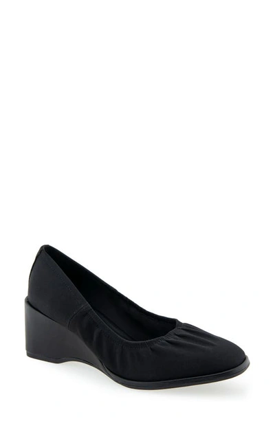 Shop Aerosoles Airlie Wedge Pump In Black Stretch