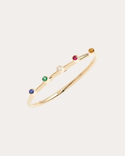 Shop Poppy Finch Women's Five Rainbow Gemstone Stacking Ring 14k Gold