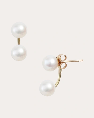 Shop Poppy Finch Women's Pearl Petite Jacket Stud Earrings In White
