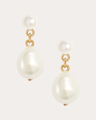 Shop Poppy Finch Women's Oval Pearl Drop Earrings In White