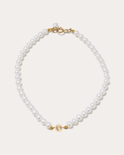 Shop Poppy Finch Women's Diamond & Baby Pearl Bracelet In White