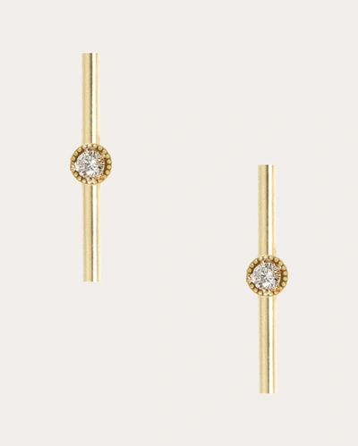 Shop Poppy Finch Women's Diamond Linear Drop Earrings In Gold