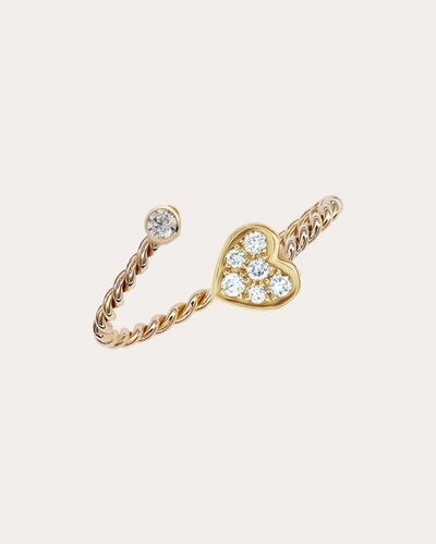 Shop Poppy Finch Women's Diamond Open Twist Heart Ring In Gold