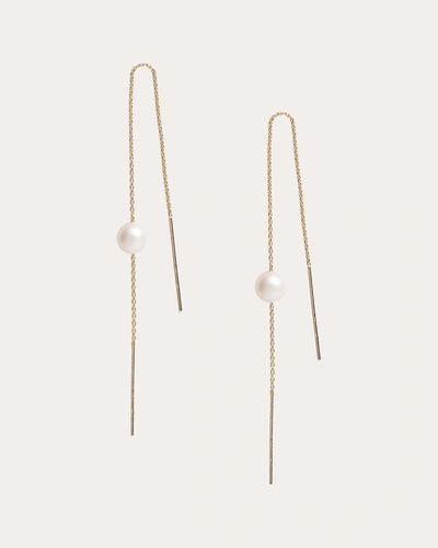 Poppy Finch Women's 14k Gold Pearl Threader Earrings In White