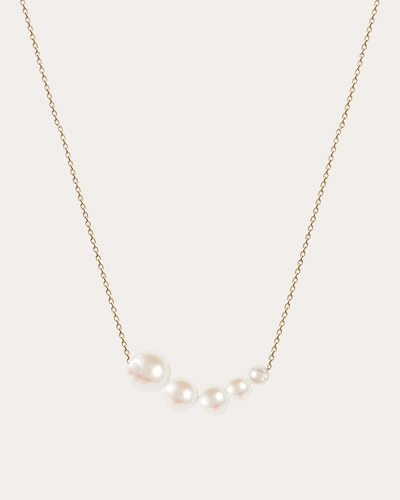Shop Poppy Finch Women's Five Pearl Graduated Bib Necklace In White