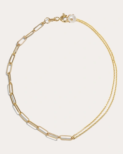 Shop Poppy Finch Women's Petite Link Skinny Double-chain Bracelet In Gold