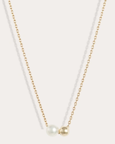 Shop Poppy Finch Women's Baby Pearl & Gold Ball Duo Pendant Necklace