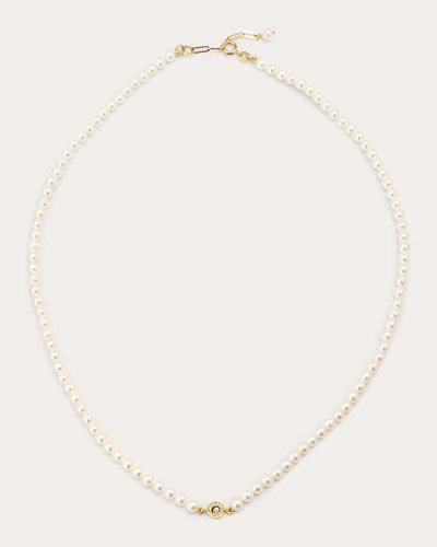 Shop Poppy Finch Women's Diamond & Baby Pearl Pendant Necklace In White