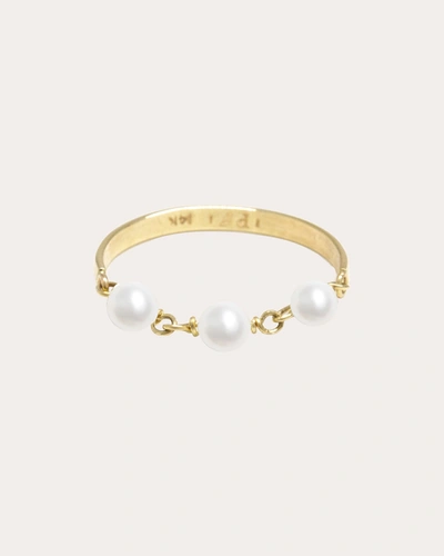 Shop Poppy Finch Women's Baby Pearl Link Band Ring In Gold