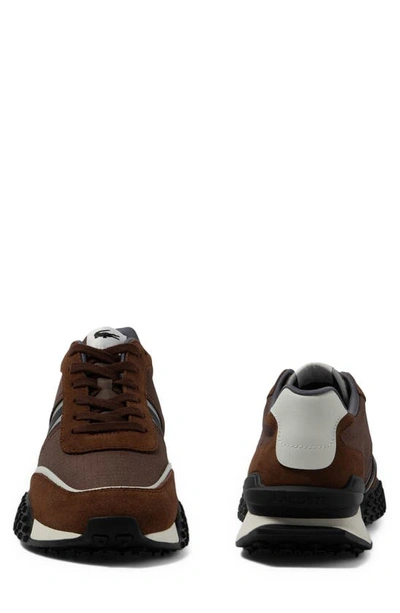 Shop Lacoste L-spin Deluxe Sneaker In Dark Brown/ Off White