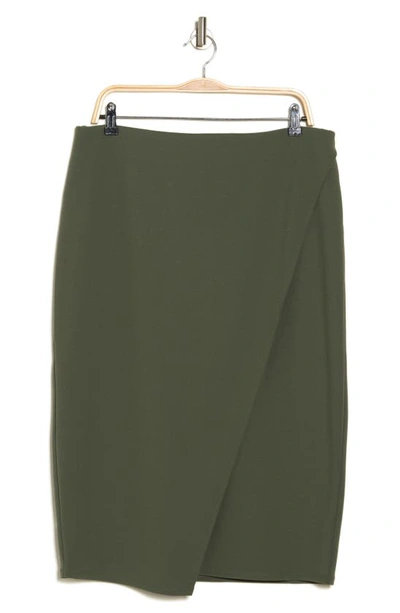 Shop Nordstrom Rack Microstretch Faux Wrap Pencil Skirt In Green Beetle