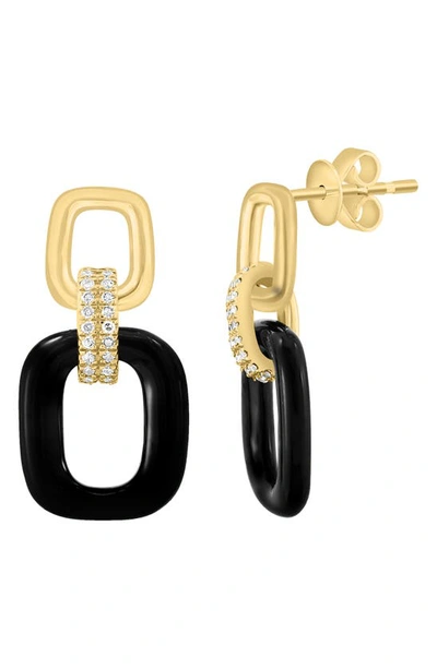 Shop Effy Onyx & Diamond Link Drop Earrings In Black