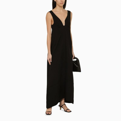 Shop Jil Sander Black Low-cut Long Dress In Beige